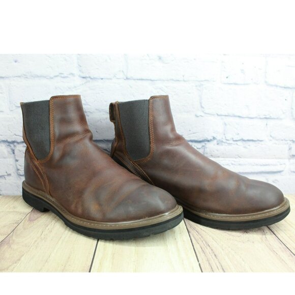 LL Bean Portland Brown Leather Lightweight Vibram Sole Chelsea Boots Size 12 M - Picture 3 of 9